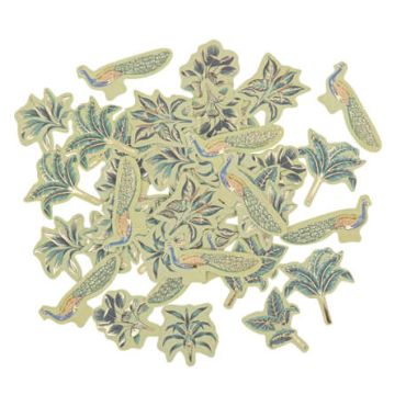 100 Confettis Tropical Peacock Dégradé de Vert Amande et Or De 2 à 4,5 cm | jourdefete.com