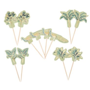 12 Pics Tropical Peacock Dégradé de Vert Amande et Or de 7,5 à 9 cm | jourdefete.com