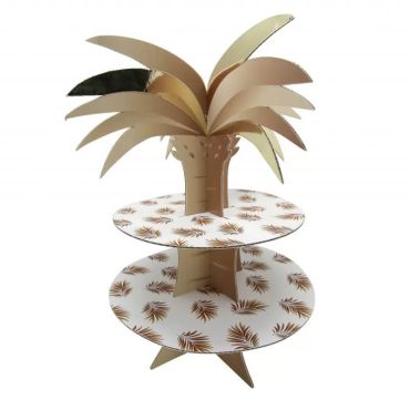 présentoir en carton 2 étages collection tropicool camel et or
