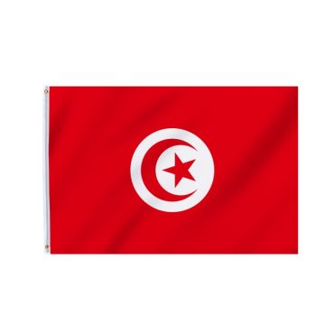 Grand drapeau de la Tunisie rouge avec croissant et étoile dans un cercle blanc | jourdefete.com Grand drapeau de la Tunisie rouge avec croissant et étoile dans un cercle blanc | jourdefete.com