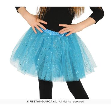 Tutu bleu pailleté enfant de 30 cm pour un look magique | jourdefete.com