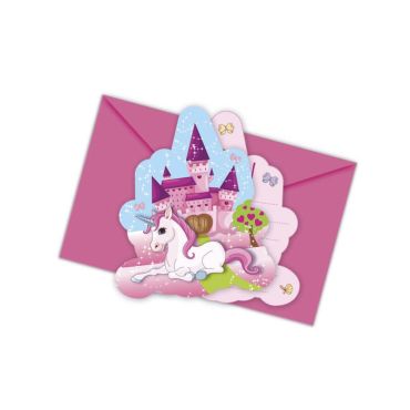 Lot de 6 Cartes d'Invitation + Enveloppes - Licorne