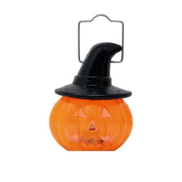 Citrouille d’Halloween lumineuse avec chapeau noir en décoration de fête | jourdefete.com