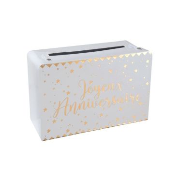 Urne Valise "Joyeux Anniversaire" - Blanc / Or