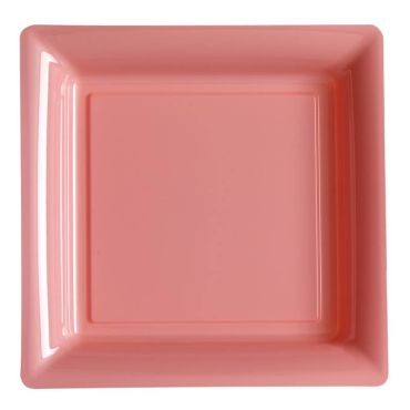 12 Assiettes Carrées en Plastique - Rose Pâle