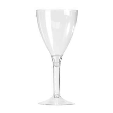 10 Verres à Vin Plastique Pied Crystal