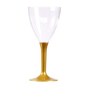10 Verres à Vin Plastique Pied Or