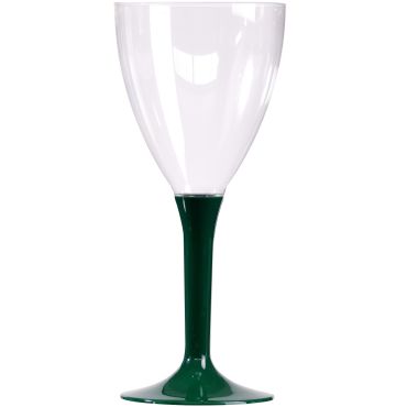 10 Verres à Vin Plastique Pied Vert Sapin