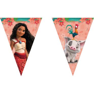 Guirlande fanions Vaiana 2 avec personnages et motifs tropicaux | jourdefete.com