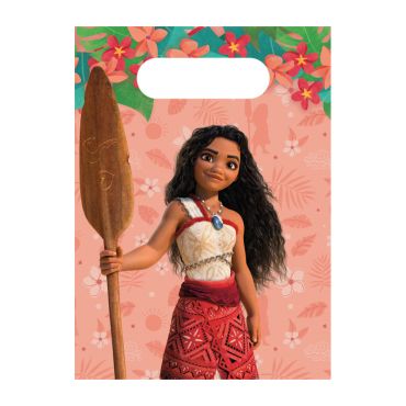Sacs cadeaux en papier Vaiana 2, illustration Disney avec décor tropical | jourdefete.com