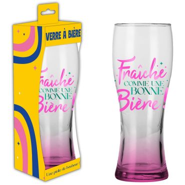 Verre à bière humoristique avec base rose et boîte cadeau | jourdefete.com