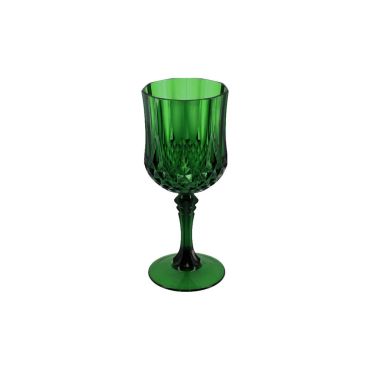 Verre à pied réutilisable plastique vert anglais 220ml effet cristal | jourdefete.com