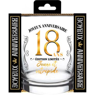 Verre à whisky 18 ans édition limitée dorée pour anniversaire élégant | jourdefete.com