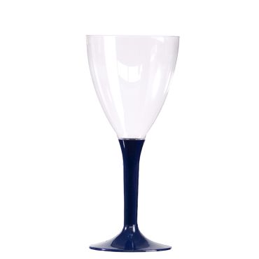 10 Verres à Vin - Plastique Bleu Marine