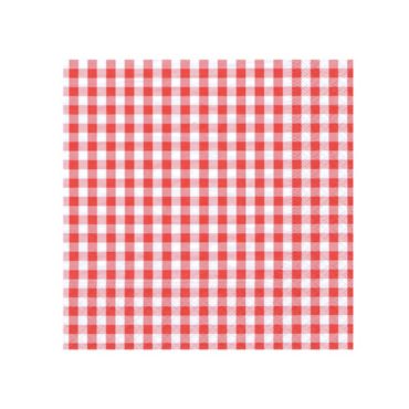 Sachet de 20 Serviettes Cocktail - Carreaux Vichy - Rouge | jourdefete.com