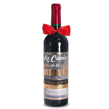 Vin Rouge La Cuvée de la Retraite, cadeau pour départ en retraite | jourdefete.com