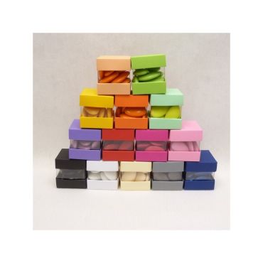 10 Boîtes à Dragées Cube "Vitamine" Transparente et Couleur - Coloris au choix