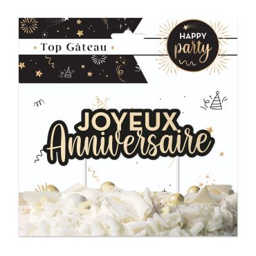Décoration de gâteau "Joyeux Anniversaire" élégante et festive | jourdefete.com