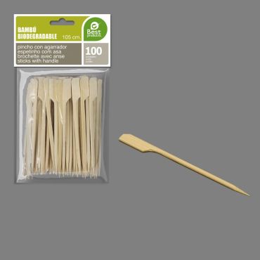 Lot de 100 pics en bambou avec manche 10,5 cm | jourdefete.com