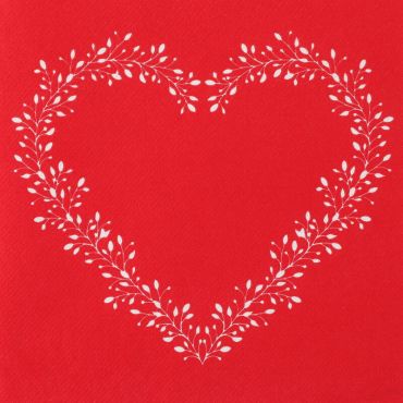 12 serviettes en papier cœur rouge | jourdefete.com