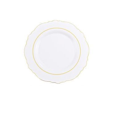 5 assiettes baroques 19 cm blanches et dorées pour décoration de table élégante | jourdefete.com