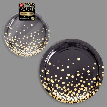 10 assiettes avec pois en carton - Diamètre 22,5 cm - Couleur au choix