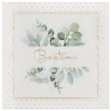 De belles serviettes dorées et vertes pour le baptême de votre enfant | jourdefete.com