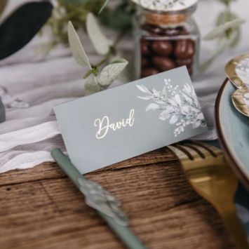 10 marque-places en papier FSC® - 8 x 4 cm - Collection Greenery