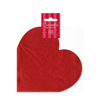 Pack de 10 serviettes pour la Saint-Valentin en forme de cœur | jourdefete.com
