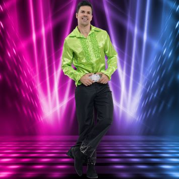 Chemise Disco en satin pour homme - Vert - Taille au choix