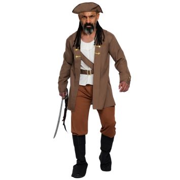 Homme déguisé en pirate marron avec chapeau | jourdefete.com