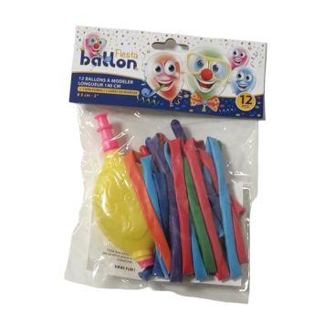 12 Ballons à modeler - 140 cm - Couleurs Assorties | jourdefete.com