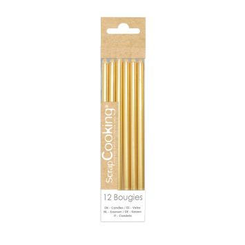 Bougies longues dorées 12 cm pour gâteaux d'anniversaire | jourdefete.com