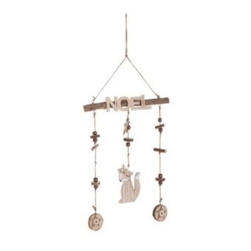 Suspension Noël - Petit Renard et rondins de Bois | jourdefete.com