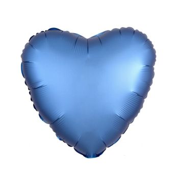 Ballon Hélium Cœur Satiné Bleu Azur