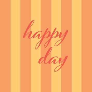 Serviettes cocktail en papier jaune et orange avec inscription "Happy Day" | jourdefete.com
