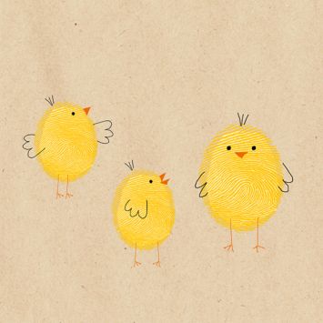 Serviettes cocktail "Famille de poussins" au design artisanal | jourdefete.com