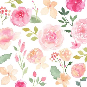 20 serviettes en papier - 33 x 33 cm - Atelier "Watercolour Roses"