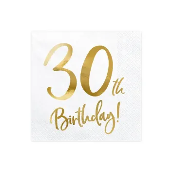 20 serviettes en papier pour anniversaire - 33 x 33 cm - Âge au choix