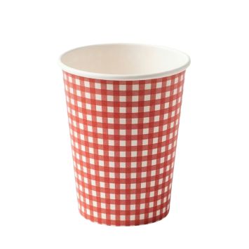 25 gobelets à motifs vichy en carton - 20 cl