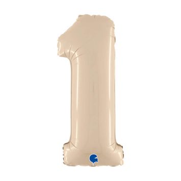 Ballon en aluminium en forme de chiffre - Blanc Crème - 66 cm - Chiffre au choix