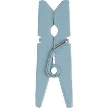 12 Petites Pinces en Bois - Bleu Ciel
