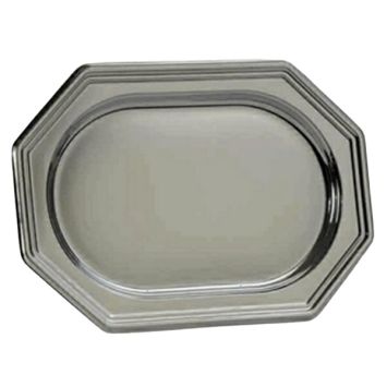3 plateaux octogonaux en plastique réutilisable - 46 x 30 cm - Couleur au choix