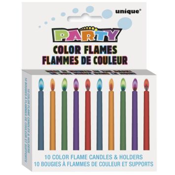 10 Bougies à flamme avec support
