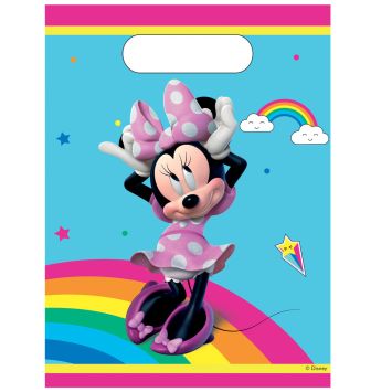 Sacs cadeaux Minnie Mouse sur fond arc-en-ciel | jourdefete.com