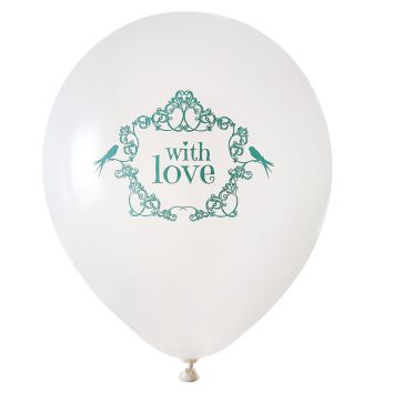 8 Ballons "With Love" Vintage Verts 