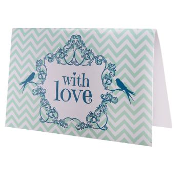 6 Cartes "With Love" Vintage Vertes