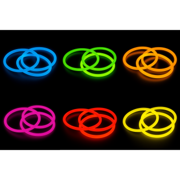 50 bracelets lumineux - 20 cm - Couleur au choix