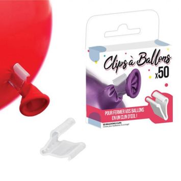 50 clips transparents pour ballons
