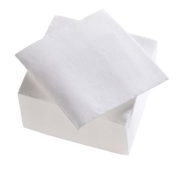 50 serviettes cocktail micro-gaufrées en ouate de cellulose - 25 x 24 cm - Couleur Blanc